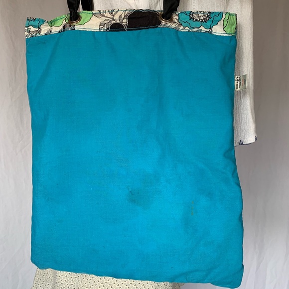 🚮 Old navy floral tote bag poppies ribbon handles - Picture 5 of 8